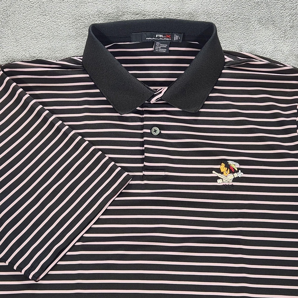 RLX Ralph Lauren Polo Shirt Mens Large Black Pink Philadelphia Cricket‎ Club